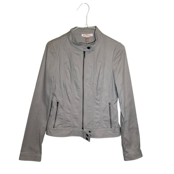 Vintage Betsey Johnson Y2K Grey‎ Moto Biker Jacket Edgy Minimalist Size 8 - Picture 1 of 6
